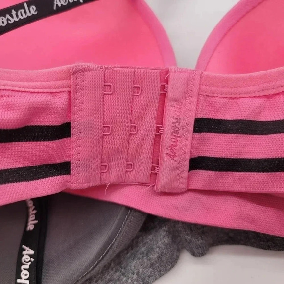 NWT Pack of 2 Aeropostale Gray Pink Black Wireless Smooth Center Lift Bra Sz 38C - Picture 7 of 11